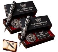 Bolígrafo de edición limitada Old F*ckers Club, con tarjeta y distintivo Old F*ckers Club, regalo para hombres, veteranos y motociclistas, bolígrafos de escritura ejecutivos sofisticados (2 Piezas)