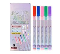 Bolígrafo de esmalte de uñas | Punta Precision Dibujo Pintura para Diseño de Uñas | Kit de 5 Colores Marcadores Resistentes Agua Manicura | Para Mujeres Principiantes Profesionales Jóvenes