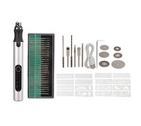 Bolígrafo de Grabado Inalámbrico, Bolígrafo Grabador Eléctrico Recargable USB Kit de Herramientas de Grabado Diy Portátil con 3 Niveles Mini Herramientas de Tallado para Joyería Metal(Plata)