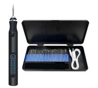 Bolígrafo de grabado inalámbrico recargable por USB + 30 puntas (negro)