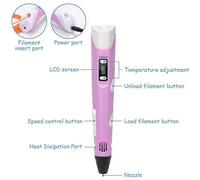 Bolígrafo de impresión 3D con 3 filamentos PLA y cuaderno de dibujo con 42 modelos - Rosa nuevo