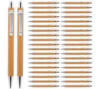Bolígrafo de madera: juego de 40 bolígrafos reutilizables, juego de bolígrafos de madera de bambú, juego de bolígrafos naturales, sin plástico para el día a día, oficina, como elegante dispositivo de