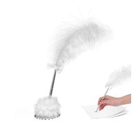 Bolígrafo de plumas, bolígrafo de plumas, bolígrafo de firma con soporte para libro de invitados, boda, reuniones, oficina, eventos actuales (blanco)