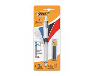 Bolígrafo de tinta de aceite retráctil bic 4 colours 942103/ 1 unidad/ 4 colores de tinta/ cuerpo color blanco