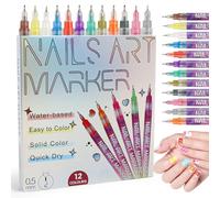Bolígrafo de Uñas 12 Colores, Kit de Rotuladores de Esmalte en Gel