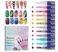 Bolígrafo de Uñas 12 Colores - Rotuladores Uñas Nail Art Marker para Diseño y Decoración, Herramientas de Manicura DIY, Regalo Creativo para Halloween y Navidad