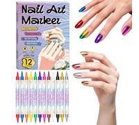 Bolígrafo de uñas impermeable, marcador de doble extremo, bolígrafos de 6 pulgadas con puntas finas, bolígrafo de gel de tinta con flujo , herramienta de arte de uñas fácil de dibujar