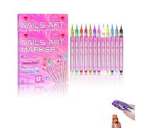 Bolígrafo de Uñas Nail Art 3D, 12 Colores Bolígrafo Uñas 0.5 MM para Uñas, Plumín de Punto Graffiti, Pen Manicure Bolígrafo para Dibujar para DIY Dotting, kit de arte de uñas para (B-2PCS)