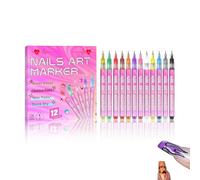 Bolígrafo de Uñas Nail Art 3D, 12 Colores Bolígrafo Uñas 0.5 MM para Uñas, Plumín de Punto Graffiti, Pen Manicure Bolígrafo para Dibujar para DIY Dotting, kit de arte de uñas para (B)