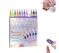 Bolígrafo de Uñas Nail Art 3D, 12 Colores Bolígrafo Uñas 0.5 MM para Uñas, Plumín de Punto Graffiti, Plumín de Dibujo y Pintura, Pincel Liner para Casa o Salón