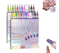 Bolígrafo de Uñas Nail Art 3D, 12 Colores Bolígrafo Uñas 0.5 MM para Uñas, Plumín de Punto Graffiti, Plumín de Dibujo y Pintura, Pincel Liner para Casa o Salón