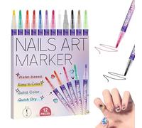 Bolígrafo de Uñas Nails Art 3D, 12 Colores Rotuladores De Esmalte De Uñas, Delineador Para Arte De Pintura Fina EnUñas, Plumín de Dibujo y Pintura, Pincel Liner para Casa o Salón