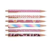 Bolígrafo genérico - Lote de 6 rotuladores estéticos brillantes ergonómicos - Bolígrafos de oficina para mujeres, para trabajo, hogar, diarios, papelería, escuela, oficina, clase, universidad