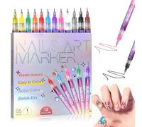 Bolígrafo Maker 3D para Nail Art, Set de 12 Colores Lápices de Esmalte para Arte de Uñas DIY, Nail Art Maker, Arte Lineal de Uñas, Pincel Liner para Casa o Salón