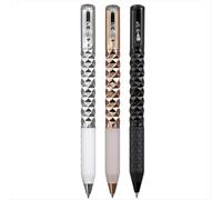 Bolígrafo metálico geométrico arrugado, antiestrés, cambia de forma, retráctil de gel de 0,5 mm, multicolor