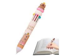 Bolígrafo multicolor - Rodillo retráctil 10 en 1, colores vibrantes tinta, mango ergonómico | Fun Cartoon Capybara Tema, herramienta de escritura suave resistente para libros de colorear de a