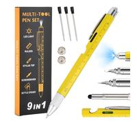 Bolígrafo Multifunción, Dia del Padre Regalos Originales Para Hombre, Gadgets de Bolígrafo Táctico con Linterna, Multifuncion Personalizado, Abuelo Papa Cumpleaños Novio(Amarillo)