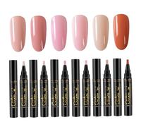 Bolígrafo para esmalte de uñas, juego de 6 bolígrafos para esmalte de uñas, 6 colores, 8 ml, juego 3 en 1, bolígrafos artísticos con barniz UV LED en un solo paso para mujeres y niñas, estilo 2 para
