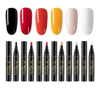 Bolígrafo para esmalte de uñas, juego de 6 bolígrafos para esmalte de uñas, 6 colores, 8 ml, juego 3 en 1, bolígrafos artísticos con barniz UV LED de un solo paso para mujeres y niñas, estilo 1 para