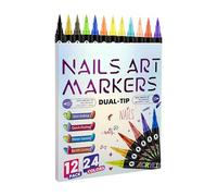 Bolígrafo Para Manicura De Uñas En Gel - Herramientas Para Garabatos De 24 Colores De 5,28 Pulgadas, Bolígrafos Para Decoración De Uñas De Doble Punta, Diseño Impermeable De Secado Rápido, Suministros