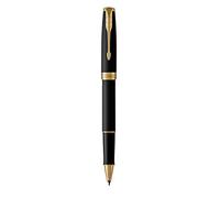 Bolígrafo Parker Sonnet | Laca negra mate con bordes dorados | Tinta negra de punta fina | Caja de regalo