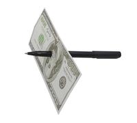 Bolígrafo penetrante - Bolígrafo mágico de 17 cm por dólar, objetos aplicables | Primer plano de un lápiz engañado de mago con facilidad, billete de dólar Truco penetrante para magos Amantes de la