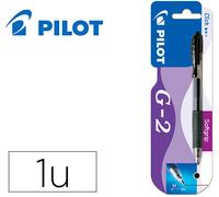 Bolígrafo Pilot G-2 Blíster retráctil negro con base de goma y tinta de gel