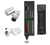 Bolígrafo probador de diamantes profesional, de alta precisión, electrónico, para joyas, detector de diamantes con lupa de 30 x 60 aumentos, mini lupa plegable LED