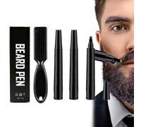 Bolígrafo Relleno para Barba,Relleno de Lápiz de Barba para Hombres con Cepillo,Impermeable y Duradero,Kit de Bolígrafo Relleno de Barba para Bigotes y Cejas (Negro, Kit Relleno Barba-B)