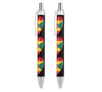 Bolígrafo retráctil con diseño de corazón con bandera de Granada de 0,5 mm, escritura fina y suave, para oficina en casa, color negro, 2 unidades, como se muestra en la imagen 3