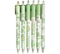 Bolígrafo retráctil de 0, 5mm con bonito patrón de rana, escritura suave, recargable, 6 uds.