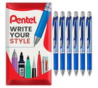 Bolígrafo retráctil de gel de tinta Energel BLN75 de Pentel, 0,5 mm, 54 % reciclado (paquete azul de 6)
