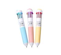 Bolígrafo retráctil multicolor de 3 piezas, bolígrafos de escritura de 10 colores en 1, bolígrafo multicolor para suministros escolares de oficina, multitarea de con botón de reinicio