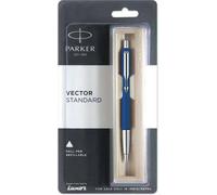 Bolígrafo retráctil Parker Vector estándar azul con cromo Trip Medium