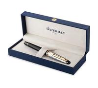 Waterman Bolígrafo roller Expert, en metal y lacado negro con adorno dorado, capuchón cincelado, punta fina