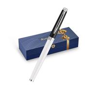 Bolígrafo roller Waterman Hémisphère | lacado negro y blanco con adornos de paladio | punta fina | estuche de regalo