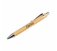 Bolígrafo Set de Escritura Personalizado (Nombre o Texto) Madera Bambu, Tacto suave Regalo hombre Regalos Originales día del padre amigo novio profesor boda bautizo comunión (Madera)