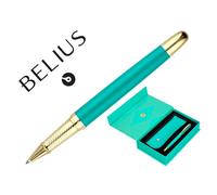 Belius BOLIGRAFO Y ESTUCHE SOIREE COLOR ART DECO TURQUESA Y DORADO TINTA AZUL CAJA DE DISEÐO