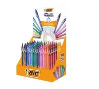 Bolígrafo y Roller marca BIC modelo Bic Gel-Ocity Quick Dry Expositor de 48 Boligrafos Retractiles - Grip de Goma - Punta Media de 0.7mm - Secado Ultra Rapido - No Mancha el Papel - Colores Surtidos