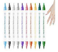 Bolígrafos acrílicos, bolígrafos de esmalte de uñas,Kit de lápiz de uñas de punta de 10 colores de doble punta | Liner de dibujo de secado rápido para diseño de arte profesional