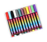 Bolígrafos acrílicos para graffiti, kit de rotuladores para niños con 12 colores, marcadores acrílicos de punta fina para pintura de roca, cerámica, vidrio