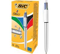 Bolígrafos BIC 4 Colours Medium Shine Plata, Caja x12