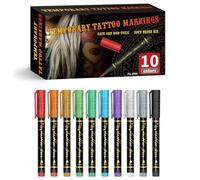 Bolígrafos Body Art de 10 tonos, ideales para juegos de rol, actividades escolares y expresión creativa, marcadores lavables para tatuajes de piel