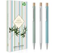 Bolígrafos Bonitos y Originales - Set de 3 Bolis para Regalar en Aluminio y Bambú Reciclado - Bolígrafo Azul Punta Fina, regalo mujer original regalo para Profesora