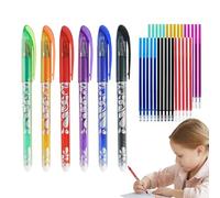 Bolígrafos borrables de gel - Bolígrafos borrables de gel, de escritura multicolor 0,5 mm | de tinta lisa de 6 colores con 30 recargas, de puntos finos reutilizables para notas, Scarab