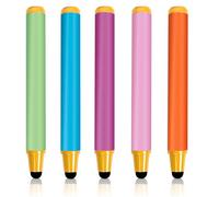 Bolígrafos capacitivos aptos para niños para pantallas táctiles, lápiz capacitivo para iPhone, iPad Air Mini Pro, tablet Fire HD, tablet Android, Dragon Touch, azul, rosa, verde, morado, rojo (paquete