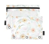 Bolígrafos con ventana transparente, margaritas amarillas y blancas, grandes y resistentes, carpetas de bolsillo para 3 para guardar suministros escolares y de oficina, multicolor, 2 unidades