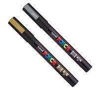 Bolígrafos de arte para pintura PC-3M Posca (juego de marcadores dorados y plateados, 1 de cada uno)