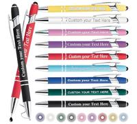 Bolígrafos de bola de metal grabados a medida en granel - Bolígrafos de clic personalizados y lápiz con nombre Logotipo de negocio para regalos de marketing, multicolor