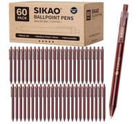 Bolígrafos de bola retráctiles color café, pack de 60 - Tinta negra, punta media 1,0 mm, escritura suave sin manchas, bolígrafos a clic de diseño minimalista para oficina, escuela y cafetería